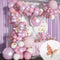 Soonlyn Baby Shower Decorations for Girl 140 Pcs Pink Balloon Garland with Butterfly Stickers 18 In 12 In 10 In 5 In Lilac Purple Chrome Rose Gold Confetti Balloon Arch Kit for Girl Birthday Party Bridal Shower