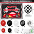 Race Car Birthday Party Decoration Supplies 83PCS Race Car Backdrop Banner and Balloon Garland Kit Happy Birthday Checkered Flags Photo Backdrop for Sports Theme Party Two Fast Birthday Decorations
