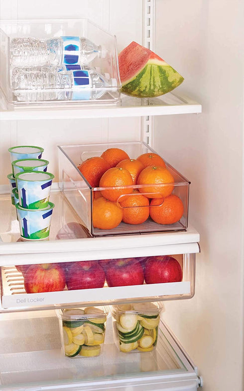 Copco Kitchen Storage Organizer Deep Bin with Built-in Handles, for Pantries, Cabinets, Shelves, Refrigerator, Freezer-BPA Free, Food Safe, 14.8? x 8.2? x 4.2?, Clear
