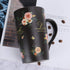 NymphFable 18oz Flowers Ceramic Mug Large Coffee Cup with Handle Personalized Baking Pattern Black Tea Cup