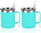 2 Pack Stainless Steel Coffee Mugs with Handle, 12Oz Insulated Coffee Mug, Double Wall Vacuum Insulated Camping Mug with Lid, Thermal Coffee Mug for Coffee, Tea, Hot and Cold Drinks (Aqua Blue)