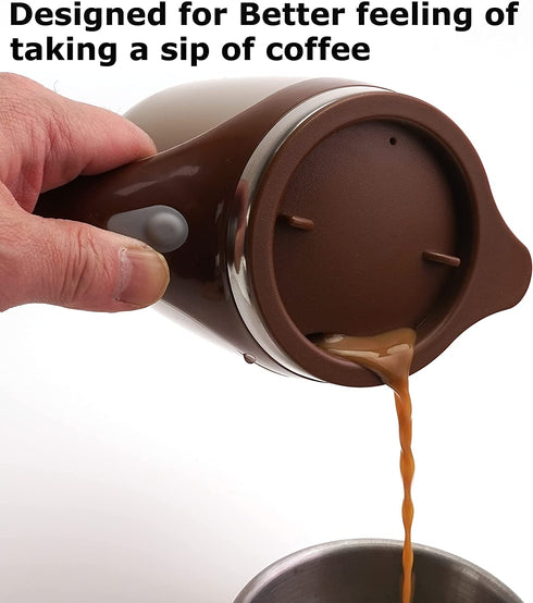 Self Stirring Coffee Mug, Self Mixing Coffee Mug,14Oz Stainless Steel Insulated Reusable Coffee Cup, Spinning Home Office Travel Mixer Cup Best Cute Christmas Birthday Gift (New Coffee)