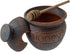 Honey Jar with a Dipper 16oz. Ceramic Honey Pot Made Out of Solid Clay Piece. Honey Container, and a Great Rustic Bowl for Gift (Brown) - Ceramic Beehive Honey Pot with Dipper.