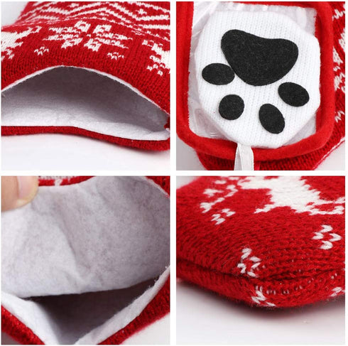 OurWarm 2Pcs Dog Christmas Stockings, Red Knit Dog Stockings with Picture Frame, Large Bone Shape Pet Stockings for Dogs Christmas Holiday Decoration