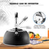 Suyika Tea Kettle Stovetop 3 Quart Stainless Steel Whistling Tea Pots for Stove Top with Cool Touch Ergonomic Handle Teapot - Black