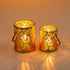 Romadedi Candle Holders Pillar Gold - Set of 2 for Tealight Pillar Candle Deocrative Hanging Lantern for Garden, Wedding Party Home Decor Table Centerpiece Indoor Outdoor