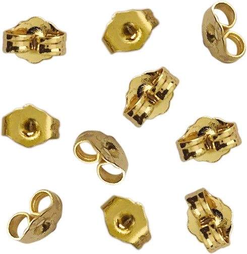 monochef 10pcs/5 Pairs 14K Yellow Gold Earring Backs Replacement Secure Ear Locking for Stud Earrings Ear Nut for Posts, 5x6mm