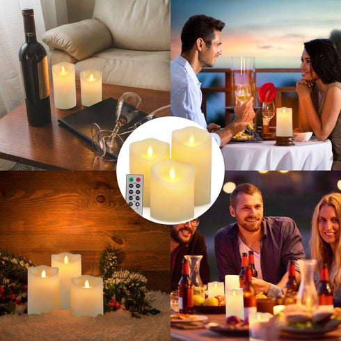 Flickering Flameless Candles Waterproof Outdoor Candles Battery Operated Candles with Remote Cycling 24 Hours Timer?D: 3.25"x H: 4"5"6"?LED Candles Plastic Pack of 3 Large Pillar Candles