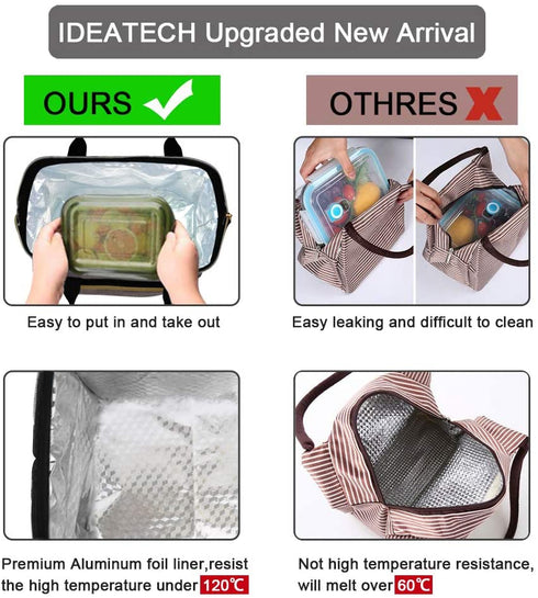 Lunch Bags for Women Insulated, Lunch Cooler Bag for Work, Leak Proof Large Lunch Tote Bag, Lunch Bag with Adjustable Shoulder Strap for School/Office/Picnic/Fishing/Beach(Grey)