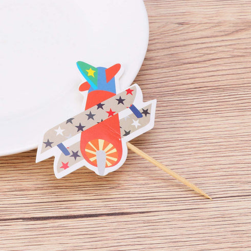 Amosfun 36pcs Kids Cake Toppers Cartoon Airplane Cake Toppers Airplane Cupcake Toppers Creative Cake Picks Dessert Toppers Party Supplies Kids Birthday Favors