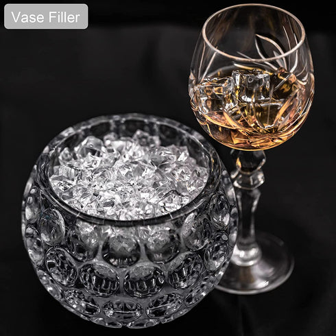 Mirrogo Fake Ice Crystal Rocks, Acrylic Fake Diamonds,Faux Ice Cubes 1240 PCS Valentines Vase Filler Fake Ice Cubes, Wedding and Home Decorative Acrylic Gems