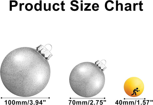 XmasExp Christmas Ball Ornaments Set-70mm/2.76" Silver Large Shatterproof Clear Glitter Pastic Christmas Ball Ornaments Xmas Tree Decoration Delicate Hanging Ornament for Xmas Party (12 Counts,Silver)
