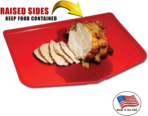 Chop Keeper Chopping Tray with Raised Sides and Easy-Guide Funnel, Red, Green and Yellow, 3-Pack - Argee RG909/3