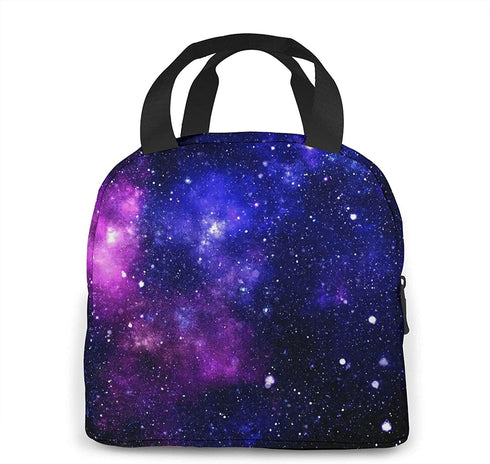 Purple Galaxy Insulated Lunch Bag for Women Lunch Box Cooler Tote Bag with Pocket Reusable Lunch Bag for Work School Hiking Picnic