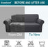 Granbest Modern Couch Cover Stylish Pattern Sofa Covers for 3 Cushion Couch Durable Furniture Protector 1-Piece Sofa Slipcover with Non-Slip Foam Elastic Bottom(Large, Gray)