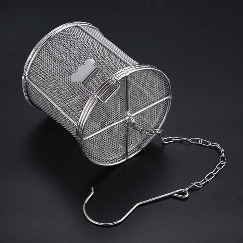 Tea Ball Infuser, Stainless Steel Spice Seasoning Strainer Tea Ball Strainer Soup Seasonings Separation Basket Spice Filter Kitchen Tools, Silver (10×10cm)