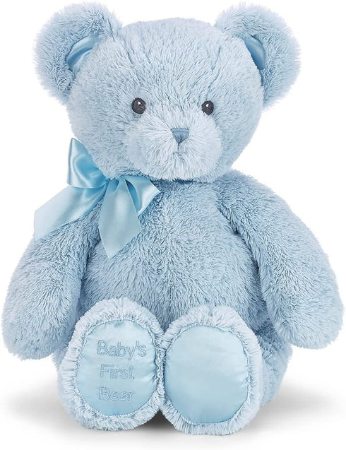 Bearington Baby's First Teddy Bear Blue Plush Stuffed Animal, 12"