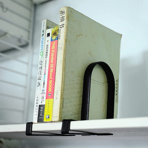 Bookends for Shelves - Heavy-Duty Clamped Book Ends Book Shelf Holders, Non-Skid Bookends Stoppers Supports (Black, 2)