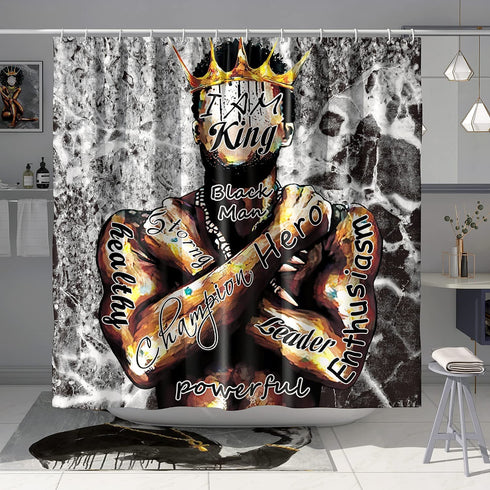DESIHOM King Shower Curtain Black Art Shower Curtain Mens African American Shower Curtain Inspirational Black People Shower Curtain Polyester 72x72 Inch