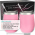 CHILLOUT LIFE Stainless Steel Wine Tumblers 2 Pack 12 oz - Double Wall Vacuum Insulated Wine Cups with Lids and Straws Set for Coffee, Wine, Cocktails (Light Pink)