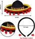 6 PCS Cinco De Mayo Fiesta Fabric and Straw Sombrero Headbands Party Costume for Fun Fiesta Hat Party Supplies, Luau Event Photo Props, Mexican Theme Decorations, Dia De Muertos and Party Favors