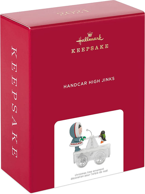 Hallmark Keepsake Christmas Ornament 2021, Frosty Friends Handcar High Jinks, Motion