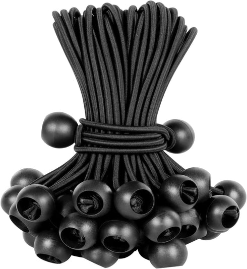 Ball Bungee Cords 6 Inch Bungee Cord with Balls, 50 PCS Heavy Duty Bungie Cord Balls Canopy Tarp Tie Down Bungee Balls for Camping, Shelter ,Cargo,Tent Poles UV Resistant