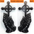 Steel Peaceful Praying Hands with Cross for Prayer - 15"X7" Inch Large Metal Wall Mount Holy Decor and Bibical Hanging Decoration (Black)