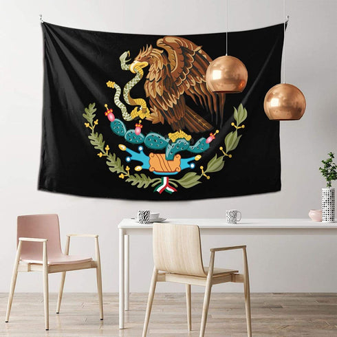 QSMX 40x60 Inches Cool Mexico Flag Eagle Tapestry Wall Hanging, Wall Art Decoration for Bedroom Living Room Dorm, Window Curtain Picnic Mat, Bedspread, Perfect for Teens Adult, Easy to Care