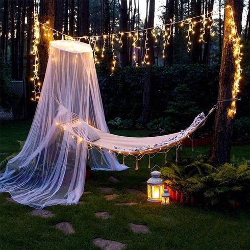 Icicle String Lights,200 LEDs Waterproof Indoor Outdoor Christmas Lights 16.4ft Connectable with 40 Drops Plug in for Wedding Birthday Party Backdrops Gazebo Decorations(Warm White)