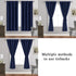 ROSETTE Blackout Curtains for Bedroom - Thermal Insulated Room Darkening Noise Reducing, 42 x 63 Inch Length Curtains for Living Room, Set of 2 Panels with Tiebacks, Navy Blue