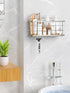 SMARTAKE Deep Shower Caddy, SUS304 Stainless Steel Bathroom Basket, Adhesive Shower Organizer Shelf with Hooks, Rustproof No-Drilling Kitchen Rack, for Toilet, Dorm and Kitchen (Silver)