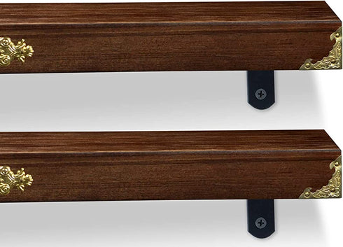 Wall Mounted Floating Shelves Rustic Solid Wood Shelves for Wall16 Inch Set of 2 Farmhouse Wide Wooden Hanging Wall Shelves for Bedroom Living Room Bathroom Farmhouse Kitchen Brown 16 x 5.5''