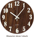 Topkey 12 Inch Luminous Wall Clock Silent Wooden Design Night Lights Round Wall Clock for Living Room and Bedroom (Battery Not Included) - Brown