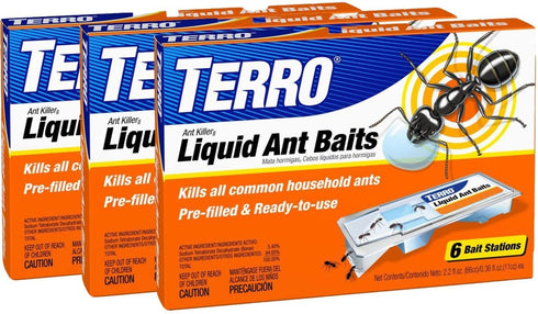 TERRO PreFilled Liquid Ant Killer II Baits, 3-Packs of 6 Baits Each