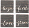 Love Faith Grace Hope Distressed Wood Look 4 x 4 Absorbent Ceramic Coasters Set of 4