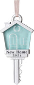 New Home Key Ornament 2021, New House Chrismas Keepsake Gifts Decoration, New House Move in Key- with Gold Ribbon (Blue)
