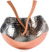Colleta Home Salad Bowl with Servers - 3 Pc Set - Hammered Copper Salad Bowl - 9.5 Inch Hammered Serving Bowl