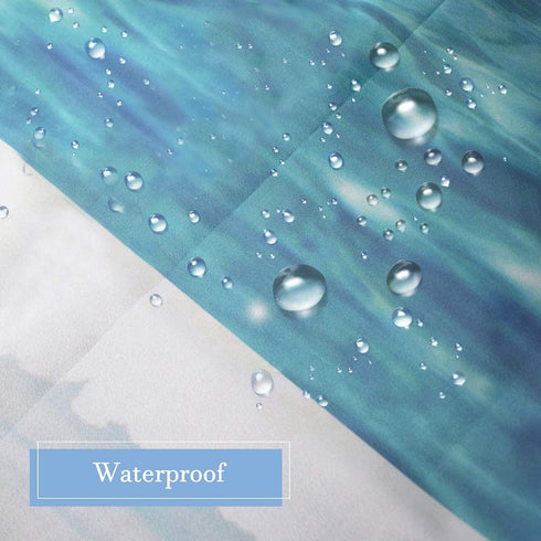 Sylbapestry Beach Shower Curtain Fabric Washable Seashell Starfish Bathroom Decor Digital Printed No-Fade Blue