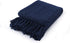 Chunky Knit Throw Blanket, Navy Blue Soft Warm Cozy Bed Throw Blanket with Tassels, Boho Style Textured Knitted Home Decorative Blanket for Couch, Sofa &Bed, 50"x60"
