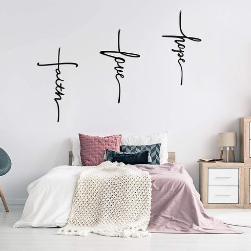 Faith Love Hope Cross Wall Sign Christmas Metal Decorative Hope Wall Cross Large Metal Spiritual Decorations for Christmas Home Religious Hanging Cross Wall Decor, Nice for Home and Gifts (8 x 15 Inch)