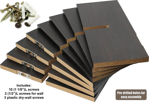 Greenco Criss Cross Intersecting Wall Mounted Floating Shelves- Espresso Finish