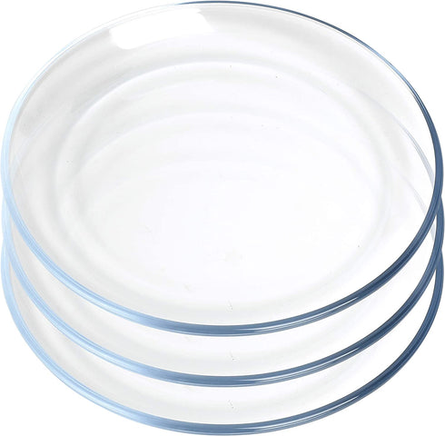 FOYO Dessert Plates, Classic Tempered Glass Dinnerware Sets, 7 Inch, Set of 3