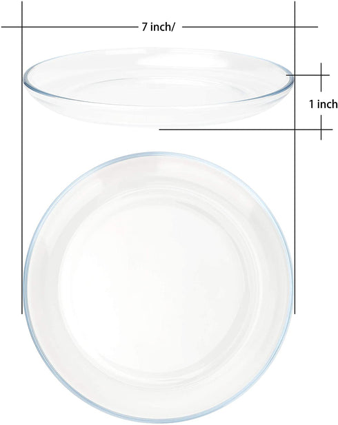 FOYO Dessert Plates, Classic Tempered Glass Dinnerware Sets, 7 Inch, Set of 3