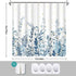 Blue and Grey Shower Curtain, Floral Shower Curtain with 12 Hooks, Teal Plant Shower Curtain, Botanical Nature Leaf Shower Curtain, Waterproof Shower Curtains for Bathroom