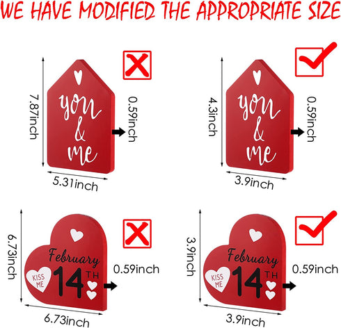 4 Pieces Valentines Day Decor Valentines Tiered Tray Decor Valentines Table Top Decor Valentines Wood Signs Valentines Gnome Wedding Signs for Happy Valentines Day Holiday Decor