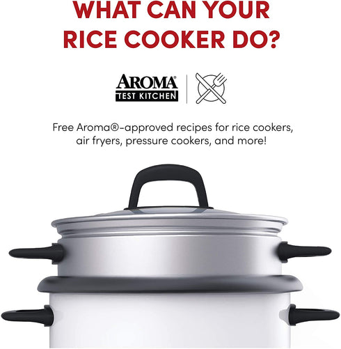 Aroma Housewares 6-Cup (Cooked) (3-Cup Uncooked) Pot Style Rice Cooker and Food Steamer (ARC-743-1NG), White