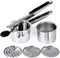 Rorence Stainless Steel Potato Ricer with 3 Interchangeable Discs & Inner Cup & Silicone Grip Handles - Black