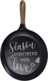 NIKKY HOME 15" x 24" Pan Shaped Metal Kitchen Sign Wall Decor with Quote Season Everything with Love, Black