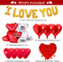 NAIWOXI Valentines Party Supplies - Valentines Day Decorations Set, Red Silk Rose Petals, Paper Fans, Heart Shaped, I Love You and Teddy Bear Balloons, Garland Balloons Kit For Valentines Day Party